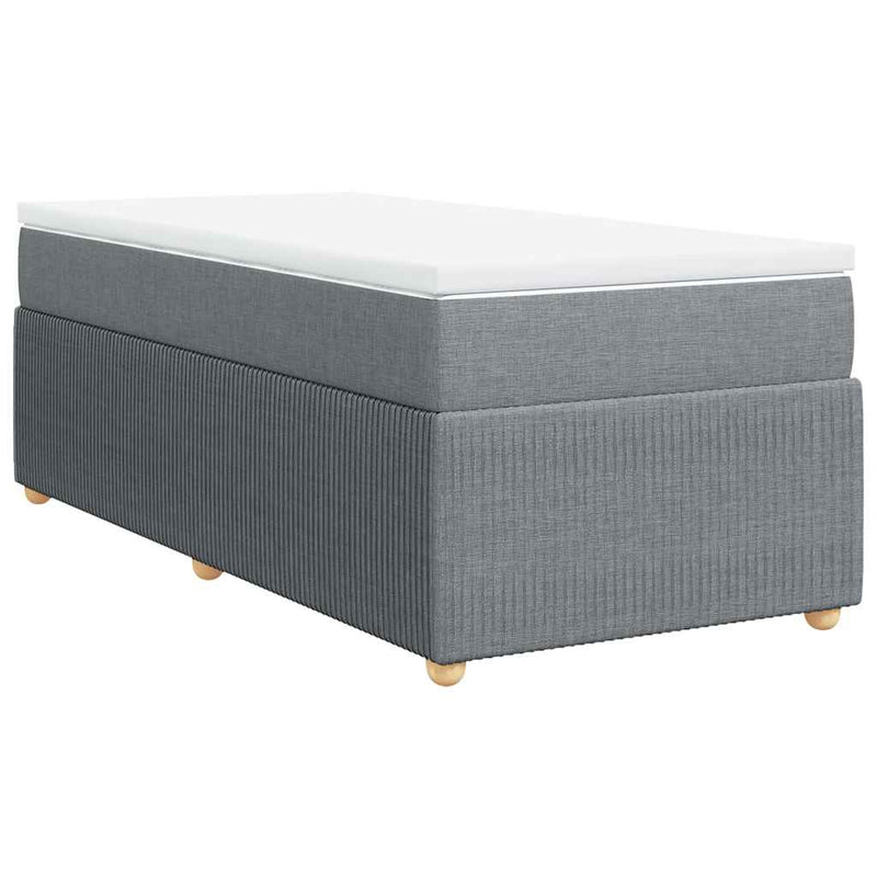 Box Spring Bed with Mattress Dark Grey King Single Fabric Payday Deals