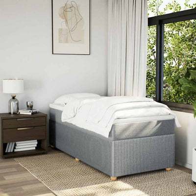 Box Spring Bed with Mattress Dark Grey King Single Fabric Payday Deals