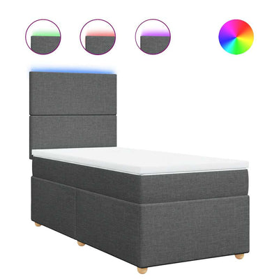 Box Spring Bed with Mattress Dark Grey King Single Fabric Payday Deals