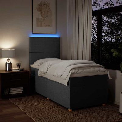 Box Spring Bed with Mattress Dark Grey King Single Fabric Payday Deals