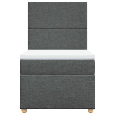 Box Spring Bed with Mattress Dark Grey King Single Fabric Payday Deals