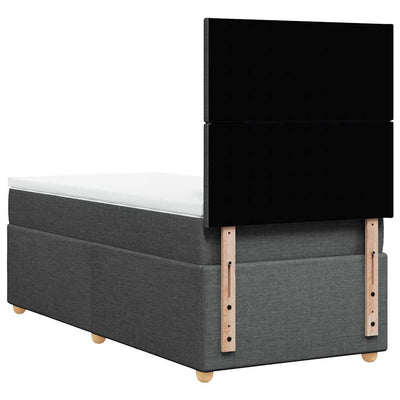 Box Spring Bed with Mattress Dark Grey King Single Fabric Payday Deals