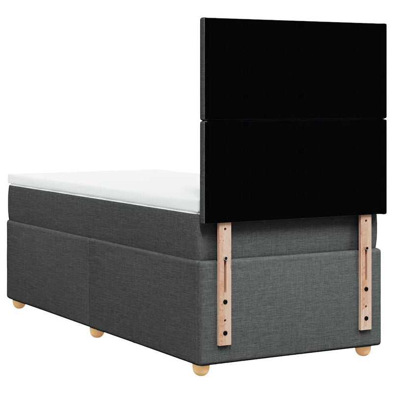 Box Spring Bed with Mattress Dark Grey King Single Fabric Payday Deals