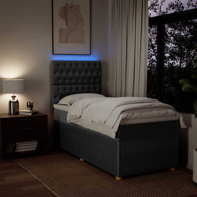 Box Spring Bed with Mattress Dark Grey King Single Fabric Payday Deals