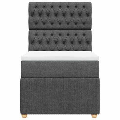 Box Spring Bed with Mattress Dark Grey King Single Fabric Payday Deals
