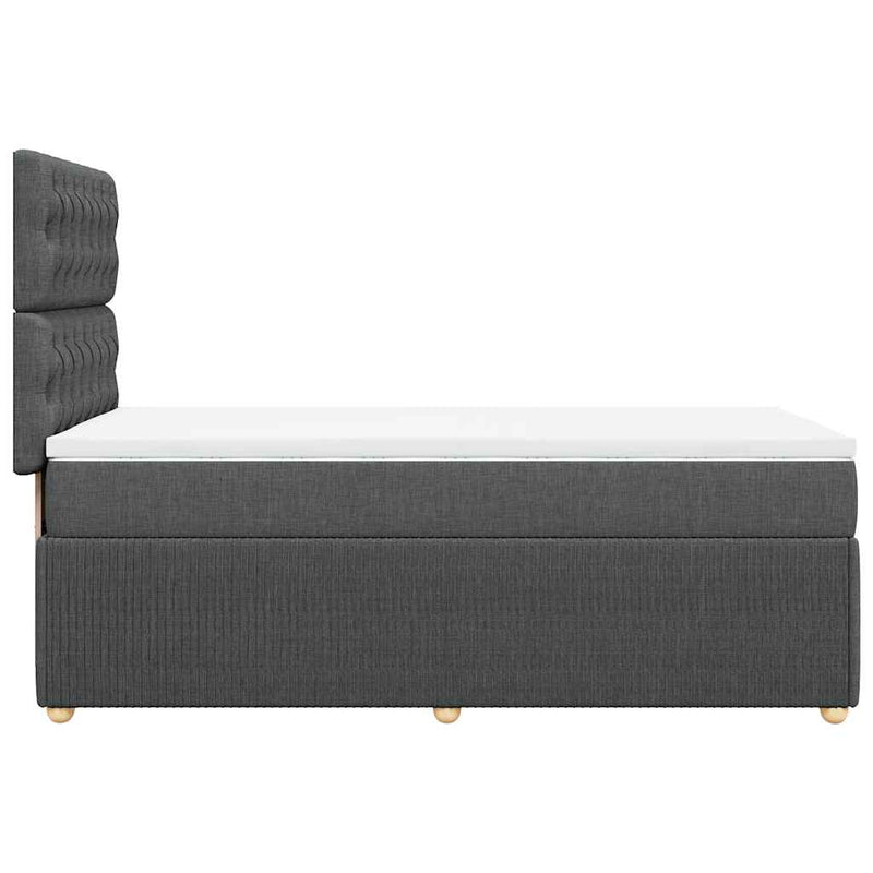 Box Spring Bed with Mattress Dark Grey King Single Fabric Payday Deals
