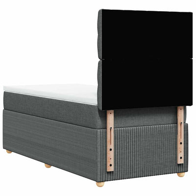 Box Spring Bed with Mattress Dark Grey King Single Fabric Payday Deals