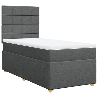 Box Spring Bed with Mattress Dark Grey King Single Fabric Payday Deals