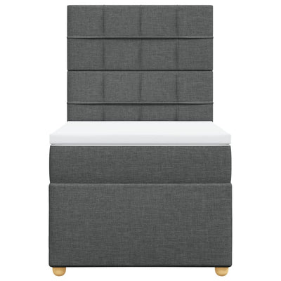 Box Spring Bed with Mattress Dark Grey King Single Fabric Payday Deals