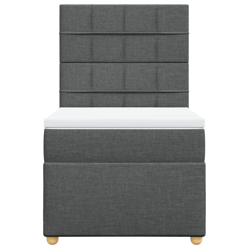 Box Spring Bed with Mattress Dark Grey King Single Fabric Payday Deals