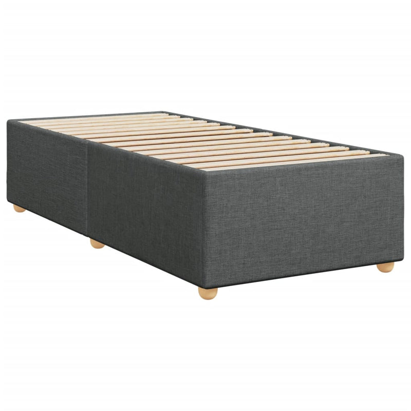 Box Spring Bed with Mattress Dark Grey King Single Fabric Payday Deals