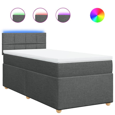 Box Spring Bed with Mattress Dark Grey King Single Fabric Payday Deals