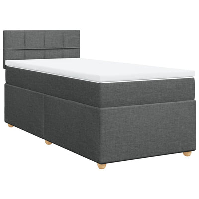 Box Spring Bed with Mattress Dark Grey King Single Fabric Payday Deals