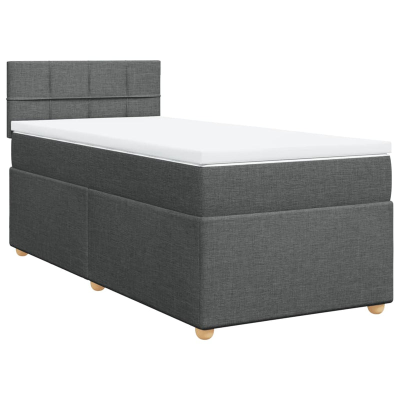 Box Spring Bed with Mattress Dark Grey King Single Fabric Payday Deals