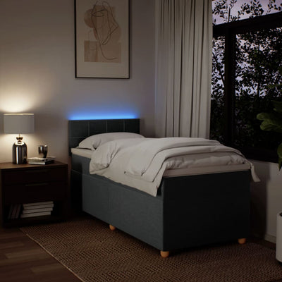 Box Spring Bed with Mattress Dark Grey King Single Fabric Payday Deals