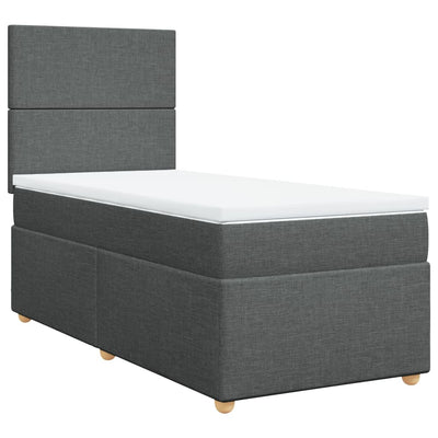 Box Spring Bed with Mattress Dark Grey King Single Fabric Payday Deals