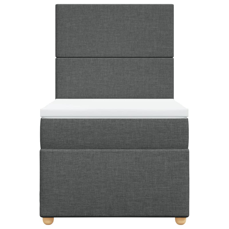 Box Spring Bed with Mattress Dark Grey King Single Fabric Payday Deals