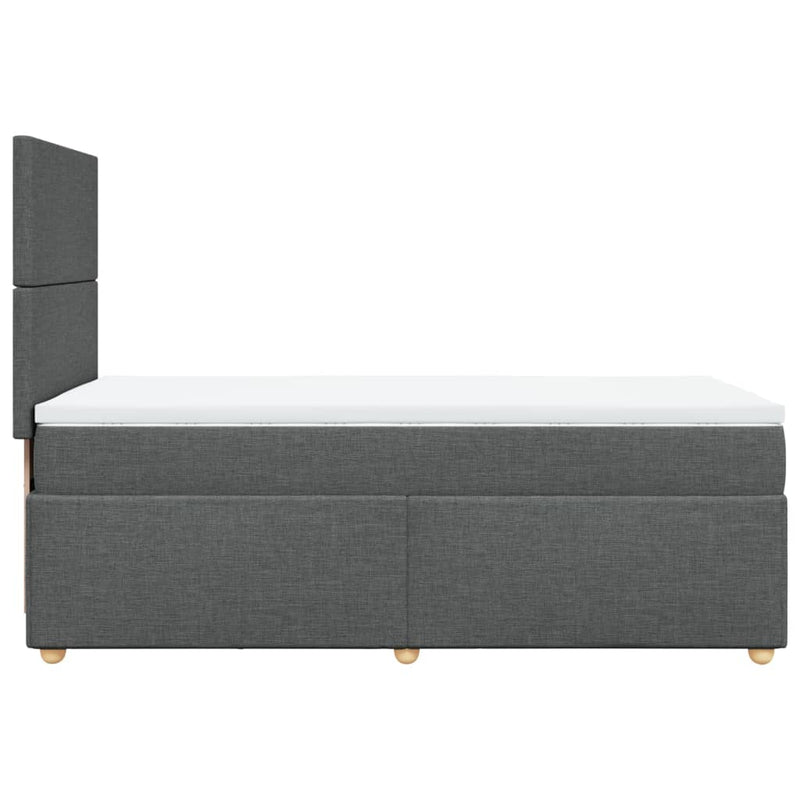Box Spring Bed with Mattress Dark Grey King Single Fabric Payday Deals
