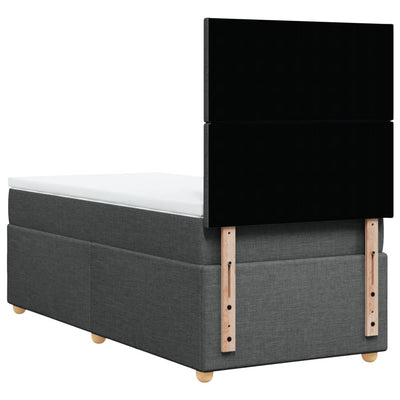 Box Spring Bed with Mattress Dark Grey King Single Fabric Payday Deals