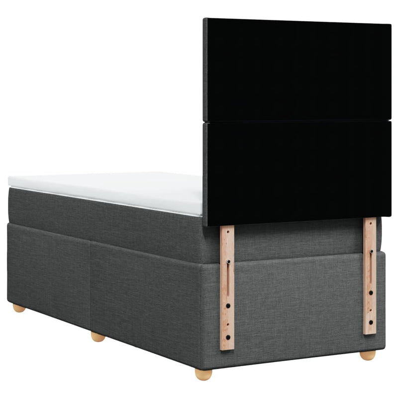 Box Spring Bed with Mattress Dark Grey King Single Fabric Payday Deals