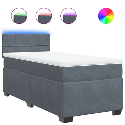 Box Spring Bed with Mattress Dark Grey King Single Fabric Payday Deals