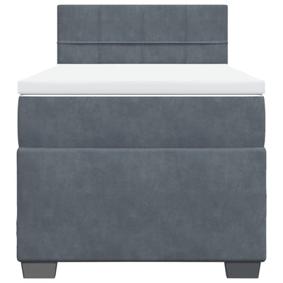Box Spring Bed with Mattress Dark Grey King Single Fabric Payday Deals