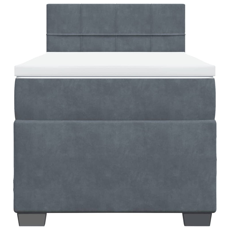 Box Spring Bed with Mattress Dark Grey King Single Fabric Payday Deals