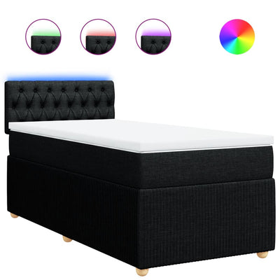 Box Spring Bed with Mattress Dark Grey King Single Fabric Payday Deals
