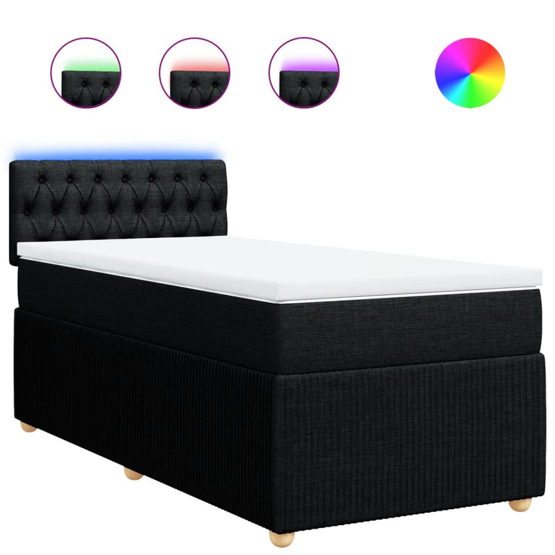 Box Spring Bed with Mattress Dark Grey King Single Fabric Payday Deals