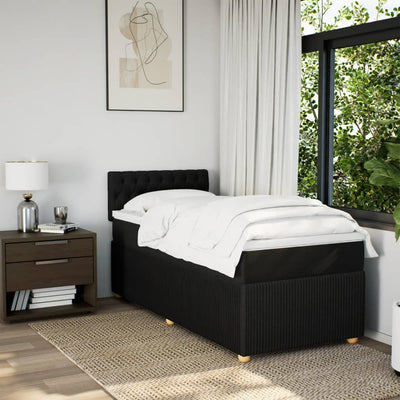 Box Spring Bed with Mattress Dark Grey King Single Fabric Payday Deals