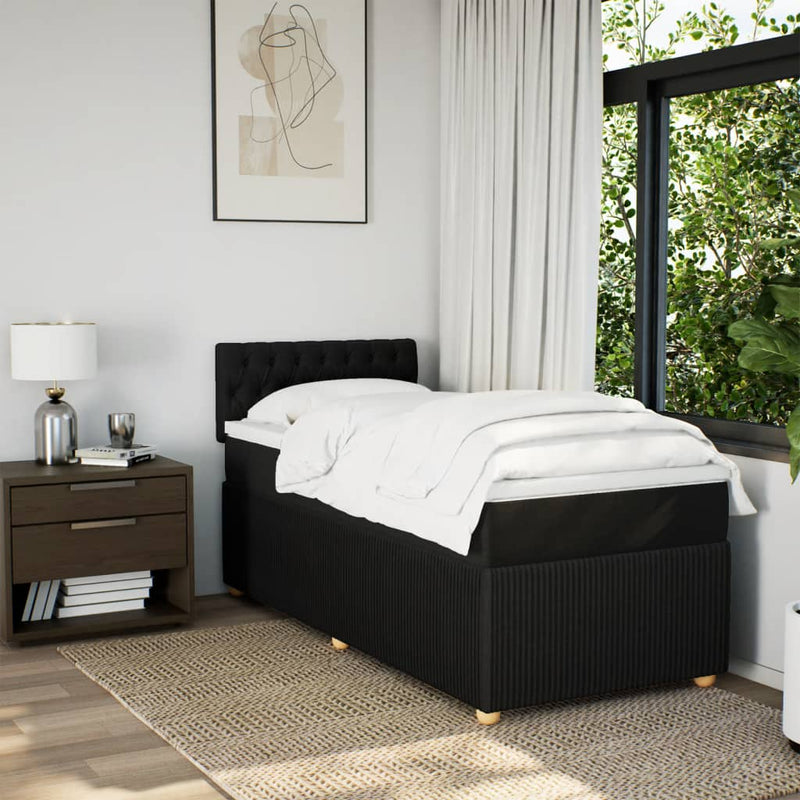 Box Spring Bed with Mattress Dark Grey King Single Fabric Payday Deals