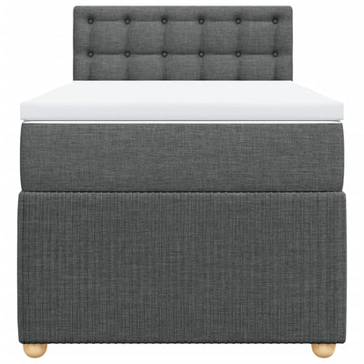 Box Spring Bed with Mattress Dark Grey King Single Fabric Payday Deals