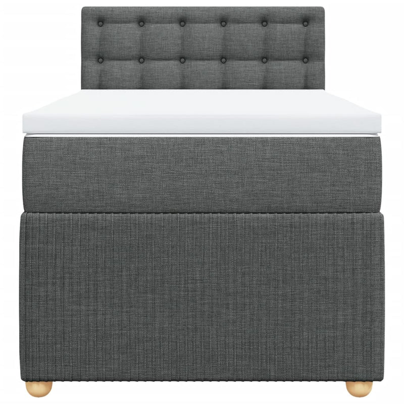 Box Spring Bed with Mattress Dark Grey King Single Fabric Payday Deals