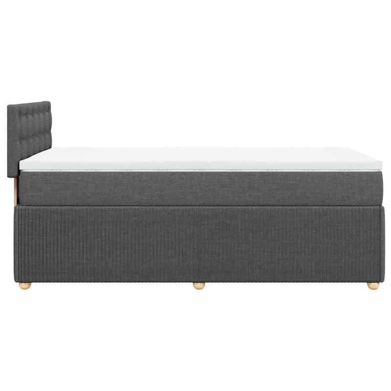 Box Spring Bed with Mattress Dark Grey King Single Fabric Payday Deals