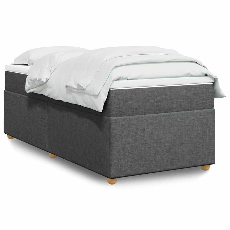 Box Spring Bed with Mattress Dark Grey King Single Fabric Payday Deals