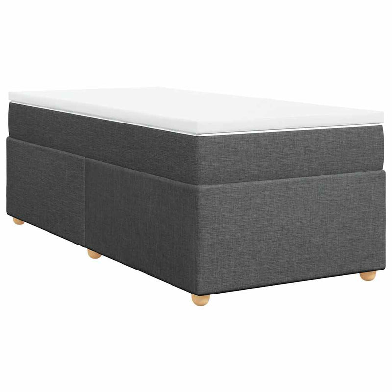 Box Spring Bed with Mattress Dark Grey King Single Fabric Payday Deals