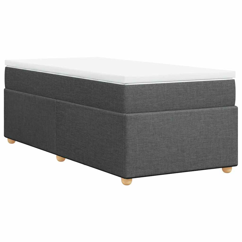 Box Spring Bed with Mattress Dark Grey King Single Fabric Payday Deals