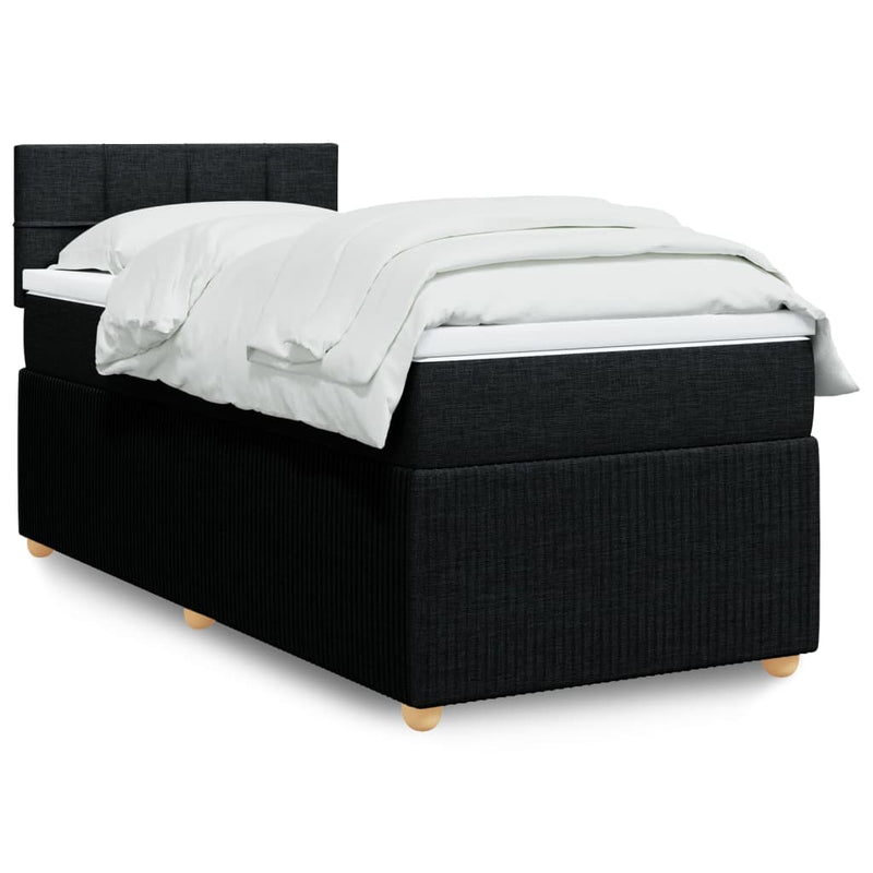 Box Spring Bed with Mattress Dark Grey King Single Fabric Payday Deals