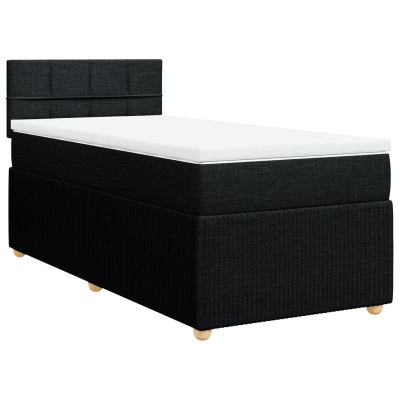 Box Spring Bed with Mattress Dark Grey King Single Fabric Payday Deals