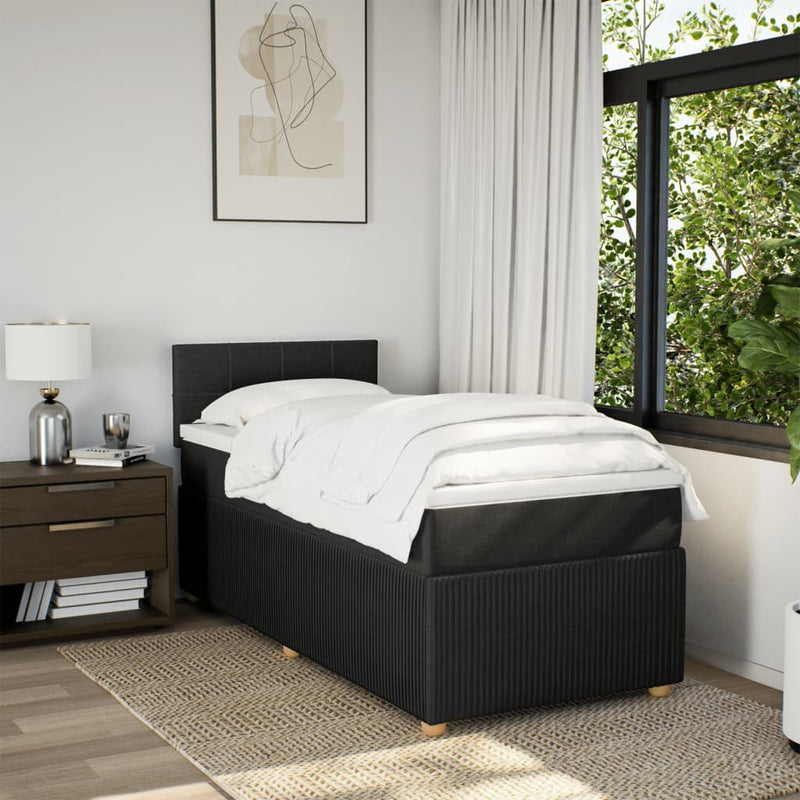 Box Spring Bed with Mattress Dark Grey King Single Fabric Payday Deals