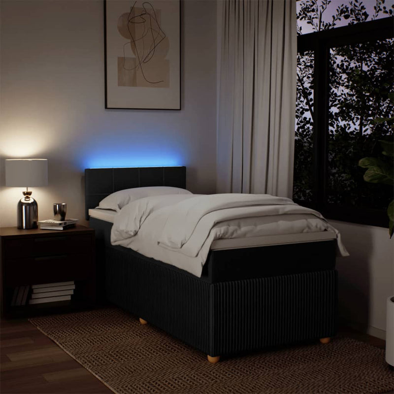 Box Spring Bed with Mattress Dark Grey King Single Fabric Payday Deals