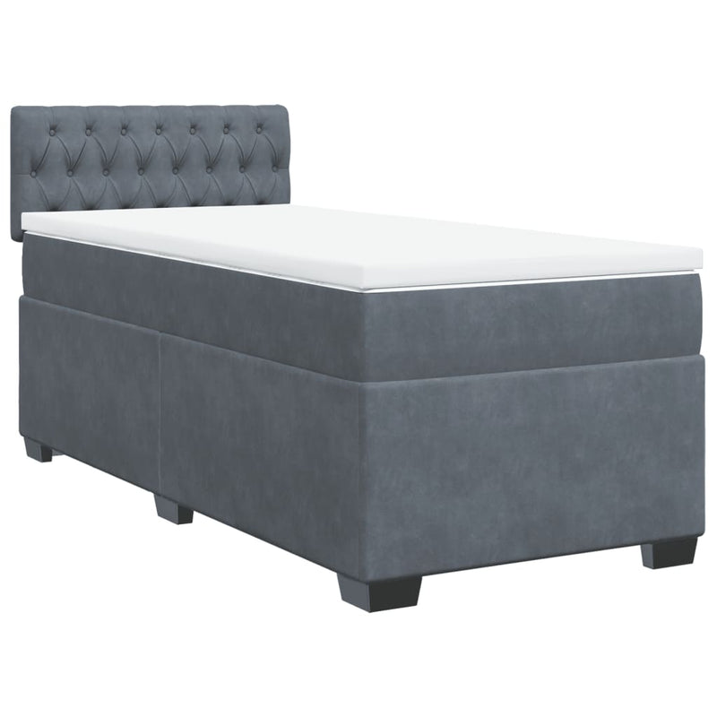 Box Spring Bed with Mattress Dark Grey King Single Fabric Payday Deals