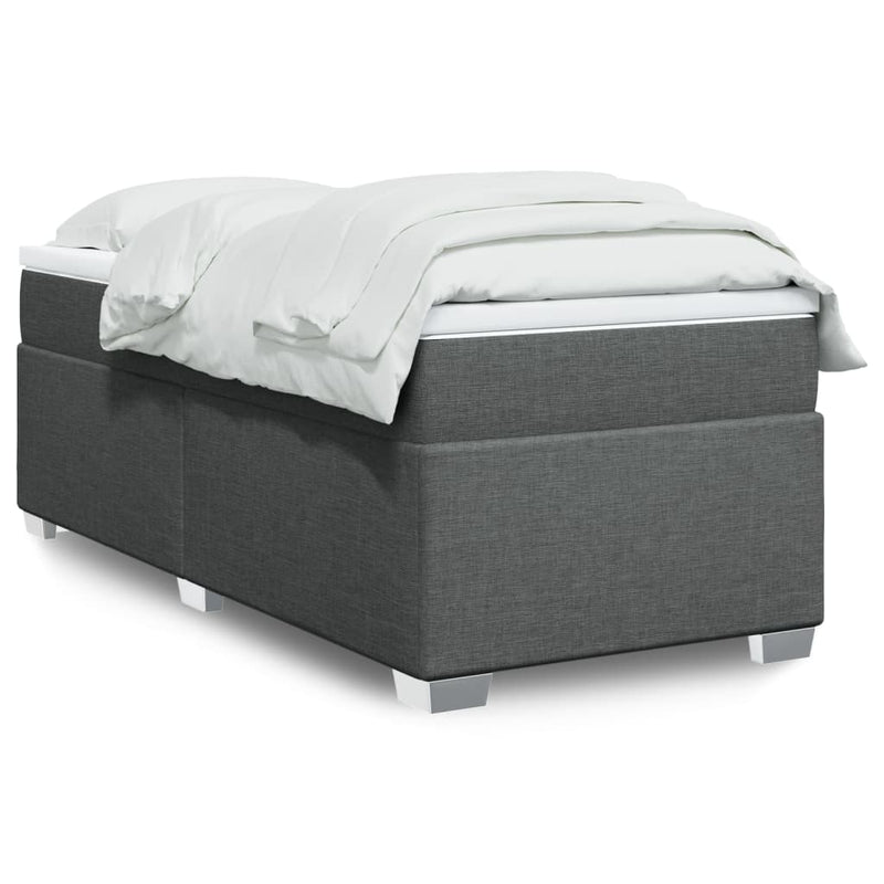 Box Spring Bed with Mattress Dark Grey King Single Fabric Payday Deals