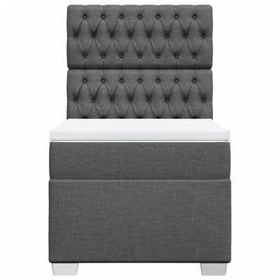 Box Spring Bed with Mattress Dark Grey King Single Fabric Payday Deals