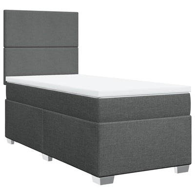 Box Spring Bed with Mattress Dark Grey King Single Fabric Payday Deals
