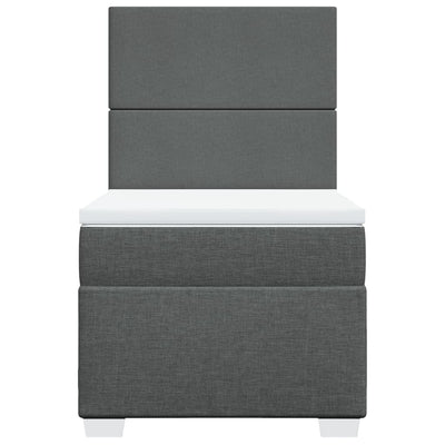 Box Spring Bed with Mattress Dark Grey King Single Fabric Payday Deals