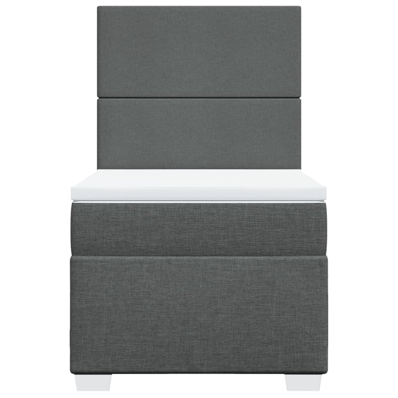 Box Spring Bed with Mattress Dark Grey King Single Fabric Payday Deals