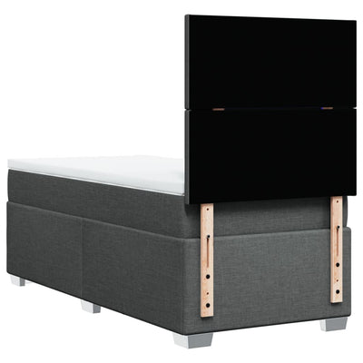Box Spring Bed with Mattress Dark Grey King Single Fabric Payday Deals
