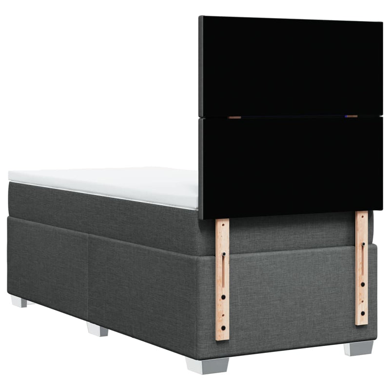 Box Spring Bed with Mattress Dark Grey King Single Fabric Payday Deals