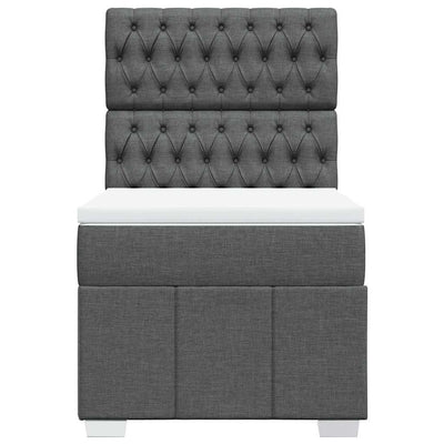 Box Spring Bed with Mattress Dark Grey King Single Fabric Payday Deals